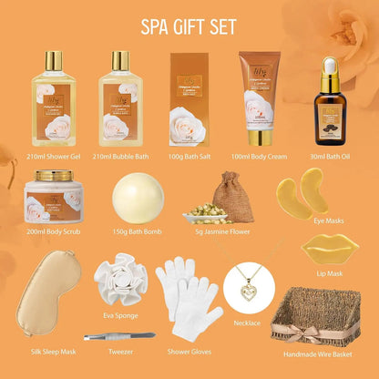 17-Piece Vanilla Spa Gift Set Luxury Bath Basket