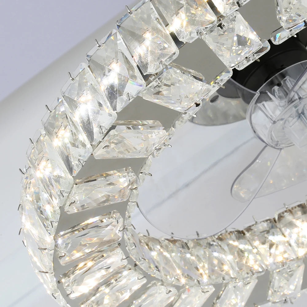 Modern Crystal Ceiling Fan Chandelier with remote