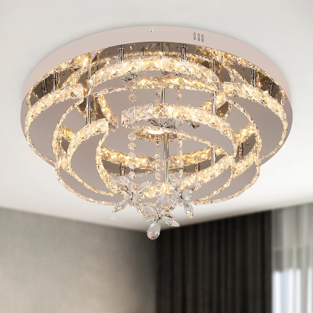 Luxury K9 Crystal Flush Mount Ceiling Chandelier