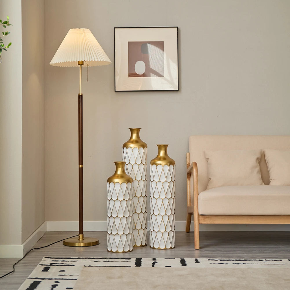 Modern Metal Floor Vase Set (3-piece) - Sculpture Drop Design