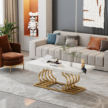Modern Marble Two Tier Rectangle Coffee Table