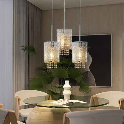 Modern Crystal Pendant Light 3-Pack Adjustable Ceiling Fixture