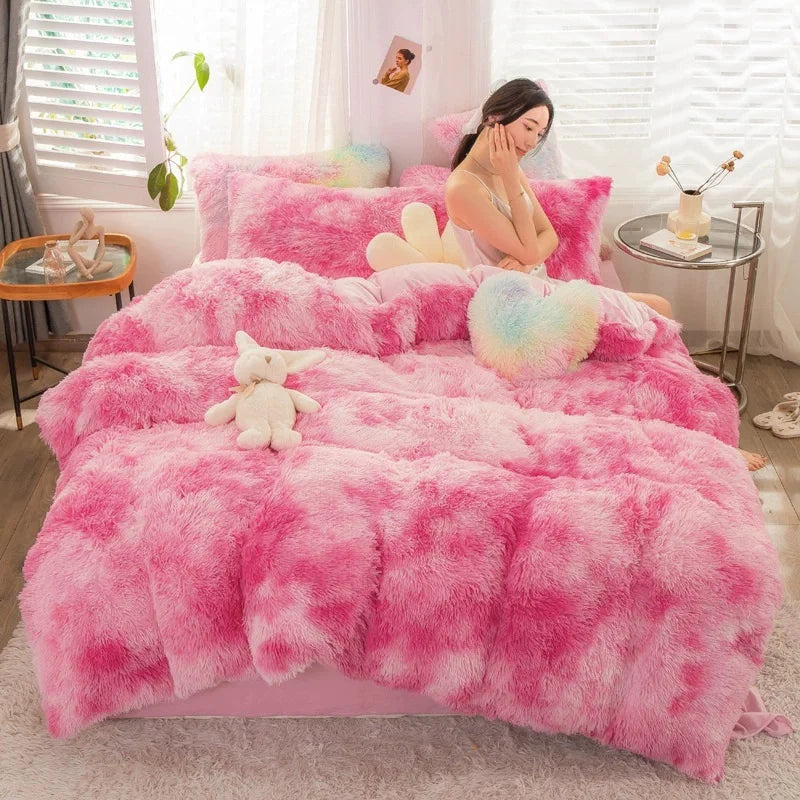 Luxury Plush Crystal Velvet 4 Piece Duvet Cover Bedding