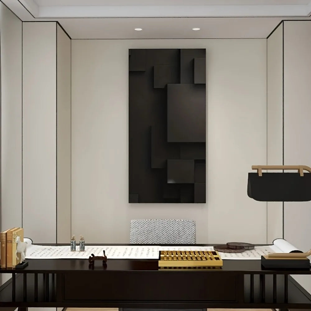 Large Black Abstract Geometric Canvas Wall Art