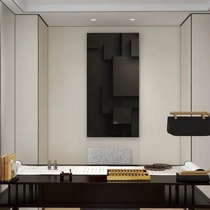 Large Black Abstract Geometric Canvas Wall Art