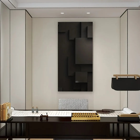 Large Black Abstract Geometric Canvas Wall Art