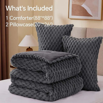 Fluffy Queen Comforter Set Soft Luxury Bedding