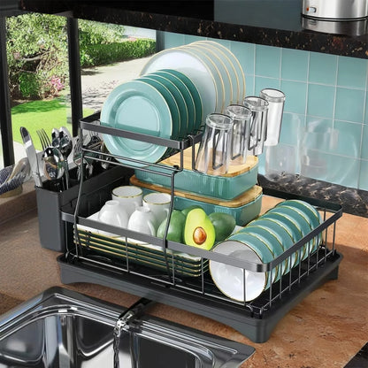 Two Tier Kitchen Countertop Dish Drying Rack