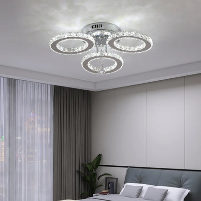 Modern Gold Crystal LED Ring Chandelier Light