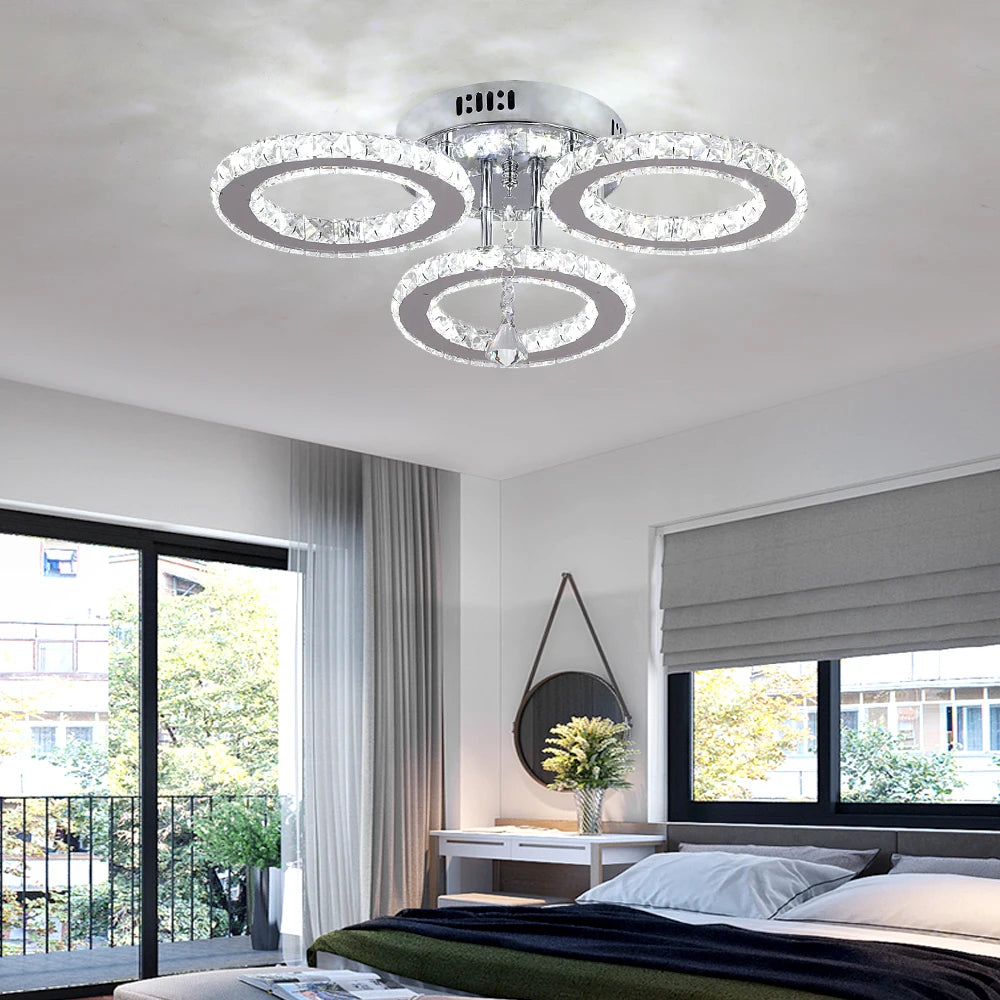 Modern Gold Crystal LED Ring Chandelier Light