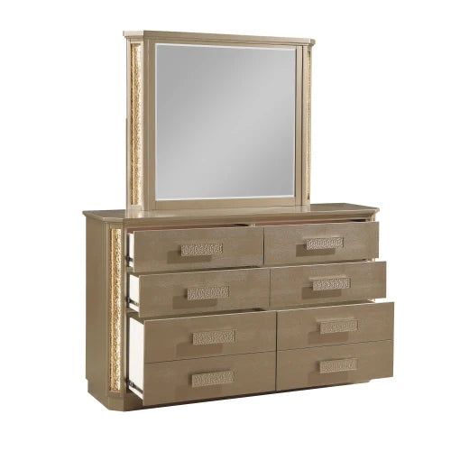Queen 5PC Bedroom set Made with Wood in Gold