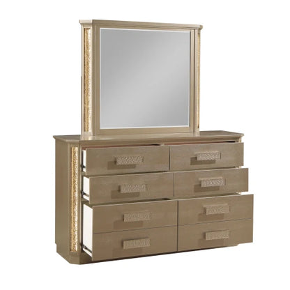 Queen 5PC Bedroom set Made with Wood in Gold