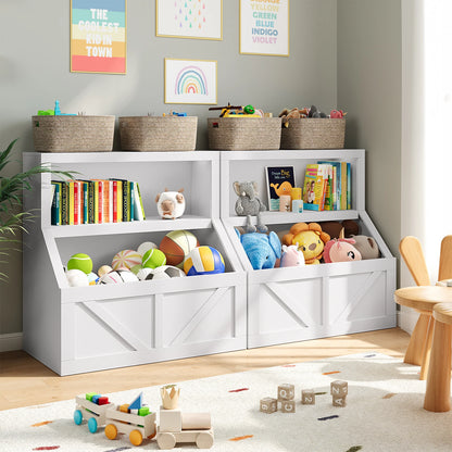 Kids Wooden Toy Storage Organizer Bookshelf
