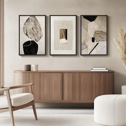 Neutral Abstract Canvas Wall Art Set of 3