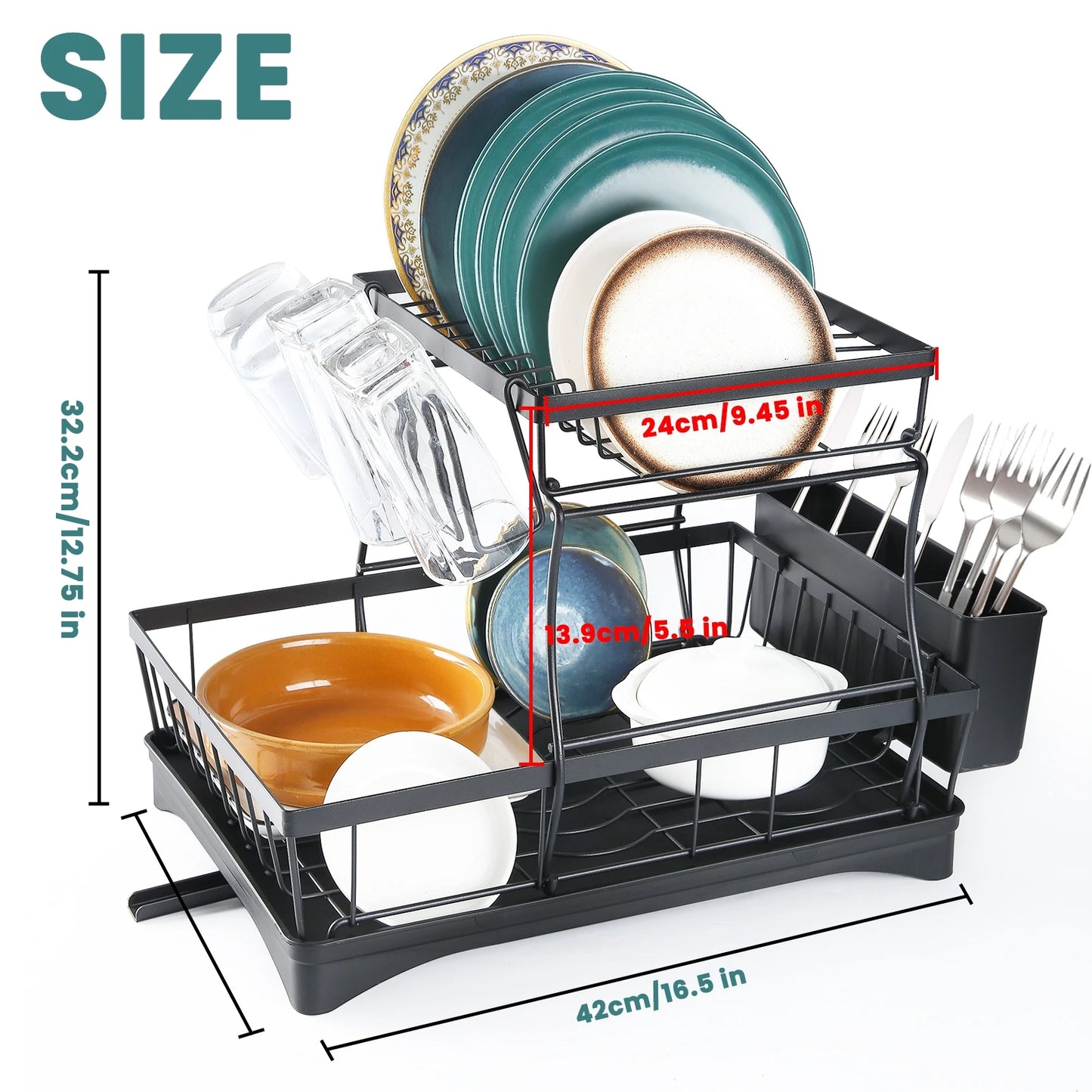 Two Tier Kitchen Countertop Dish Drying Rack