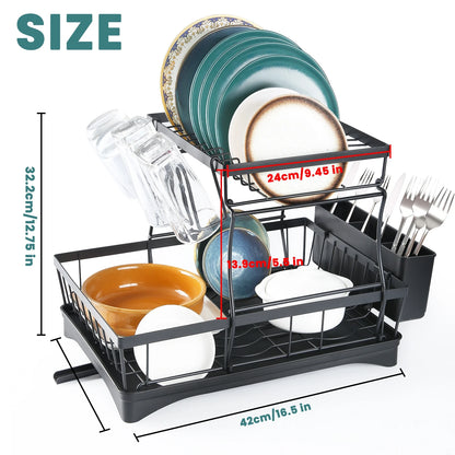 Two Tier Kitchen Countertop Dish Drying Rack