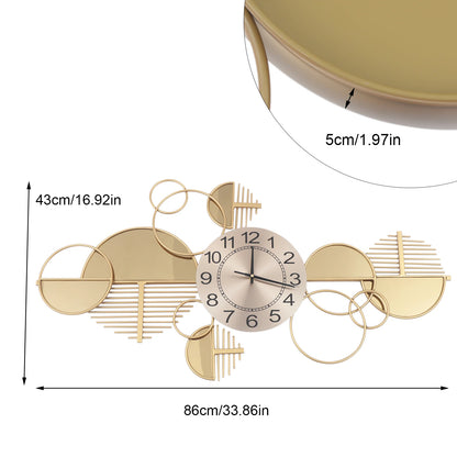Modern Minimalist Gold Metal Wall Clock for Living Room