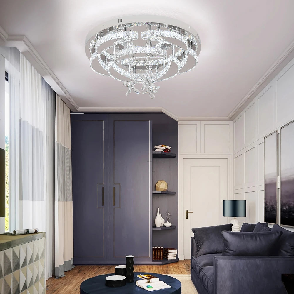 Luxury K9 Crystal Flush Mount Ceiling Chandelier