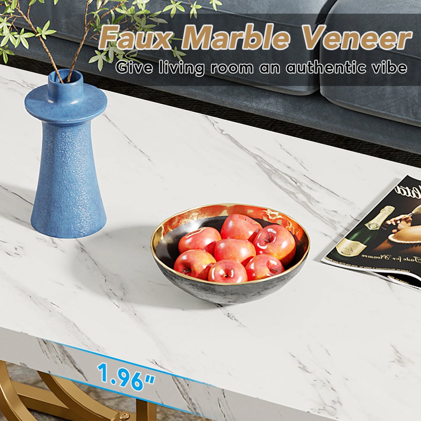 Modern Marble Two Tier Rectangle Coffee Table