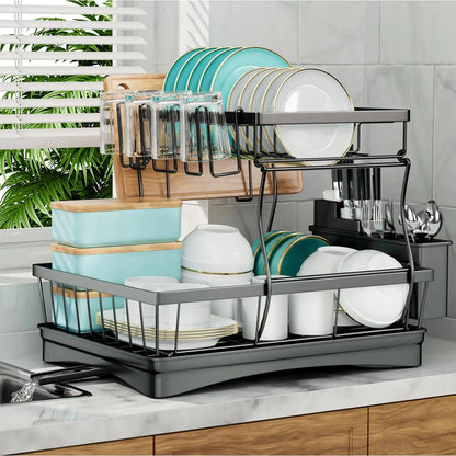 Two Tier Kitchen Countertop Dish Drying Rack