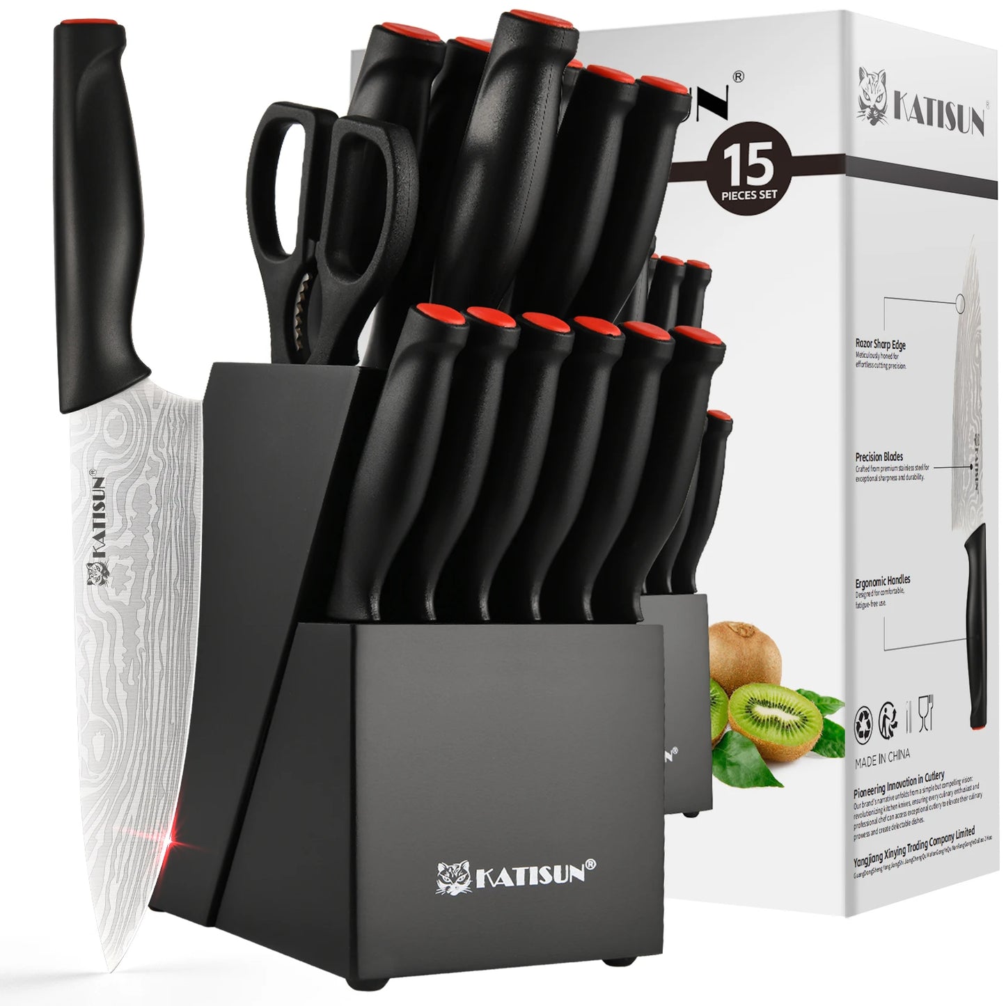 Obsidian 15 Piece Damascus Knife Block Collection