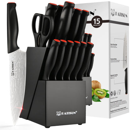 Obsidian 15 Piece Damascus Knife Block Collection