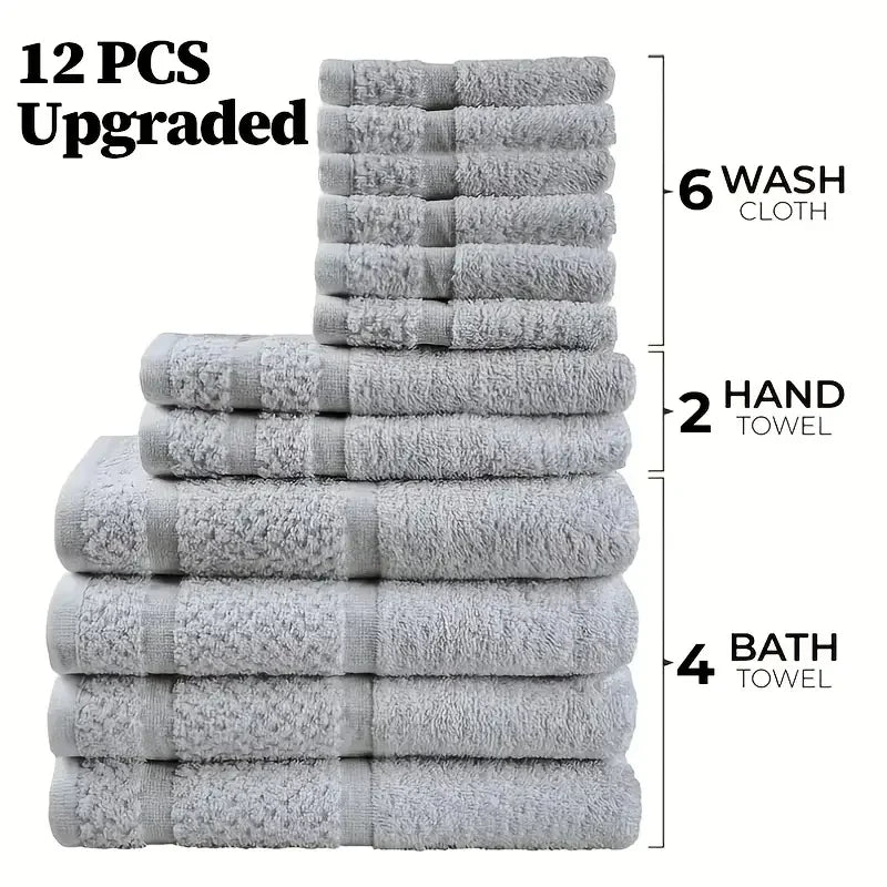 Luxury 12 Piece Cotton Bathroom Towel Set