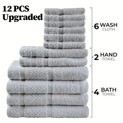 Luxury 12 Piece Cotton Bathroom Towel Set