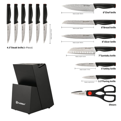 Obsidian 15 Piece Damascus Knife Block Collection