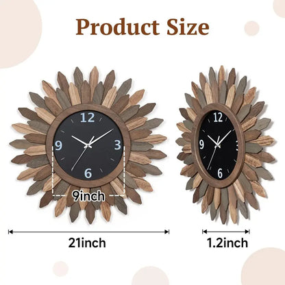 Boho Sunburst Wooden Wall Clock