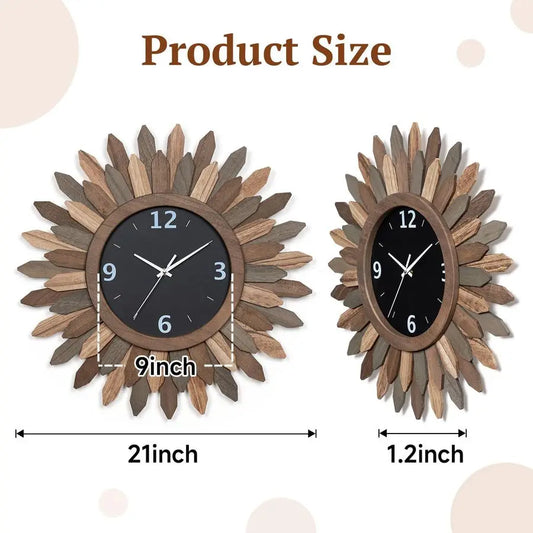 Boho Sunburst Wooden Wall Clock