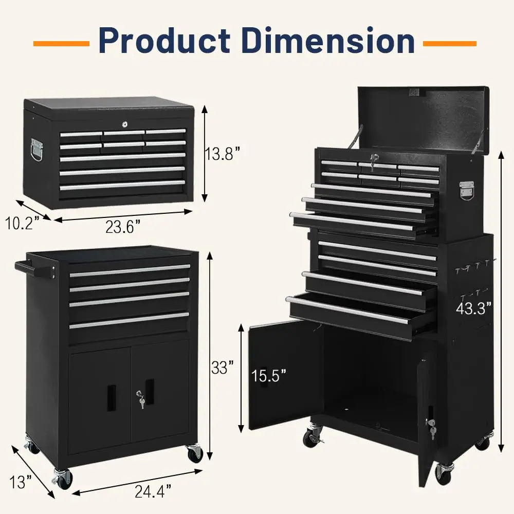 13-Drawer Rolling Garage Tool Chest Cabinet