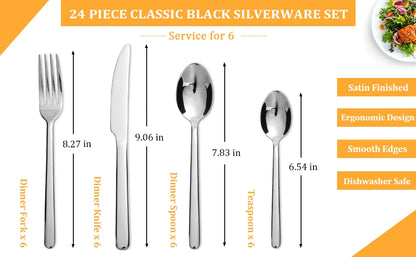 24-Piece Stainless Steel Flatware Set for Six