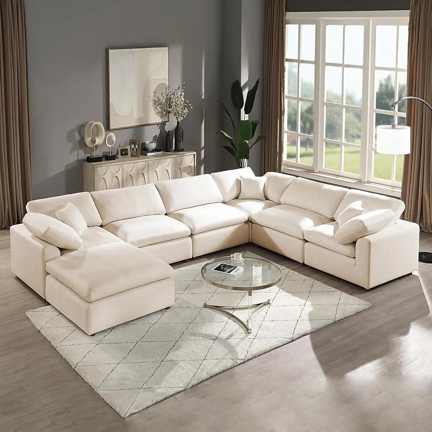 Oversized Modular Cloud Sectional with Removable Covers