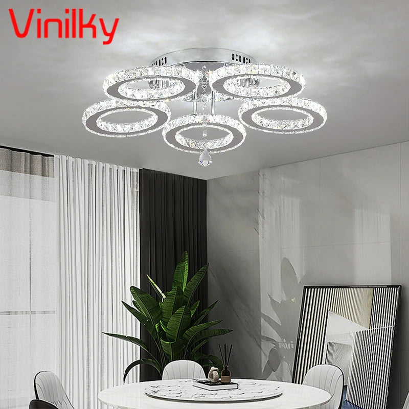 Modern Gold Crystal LED Ring Chandelier Light