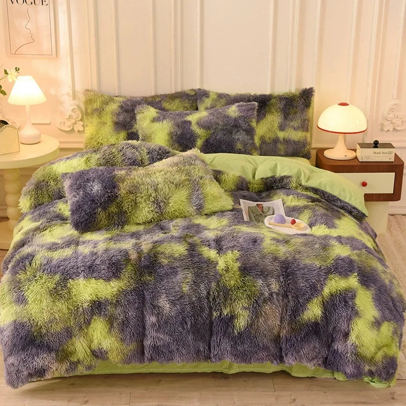 Luxury Plush Crystal Velvet 4 Piece Duvet Cover Bedding