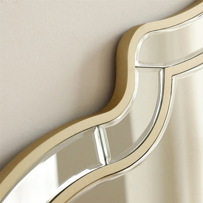 Irregular Silver Wall Mirror with Gold Rim