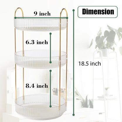 3-Tier Rotating Makeup Organizer Storage Rack