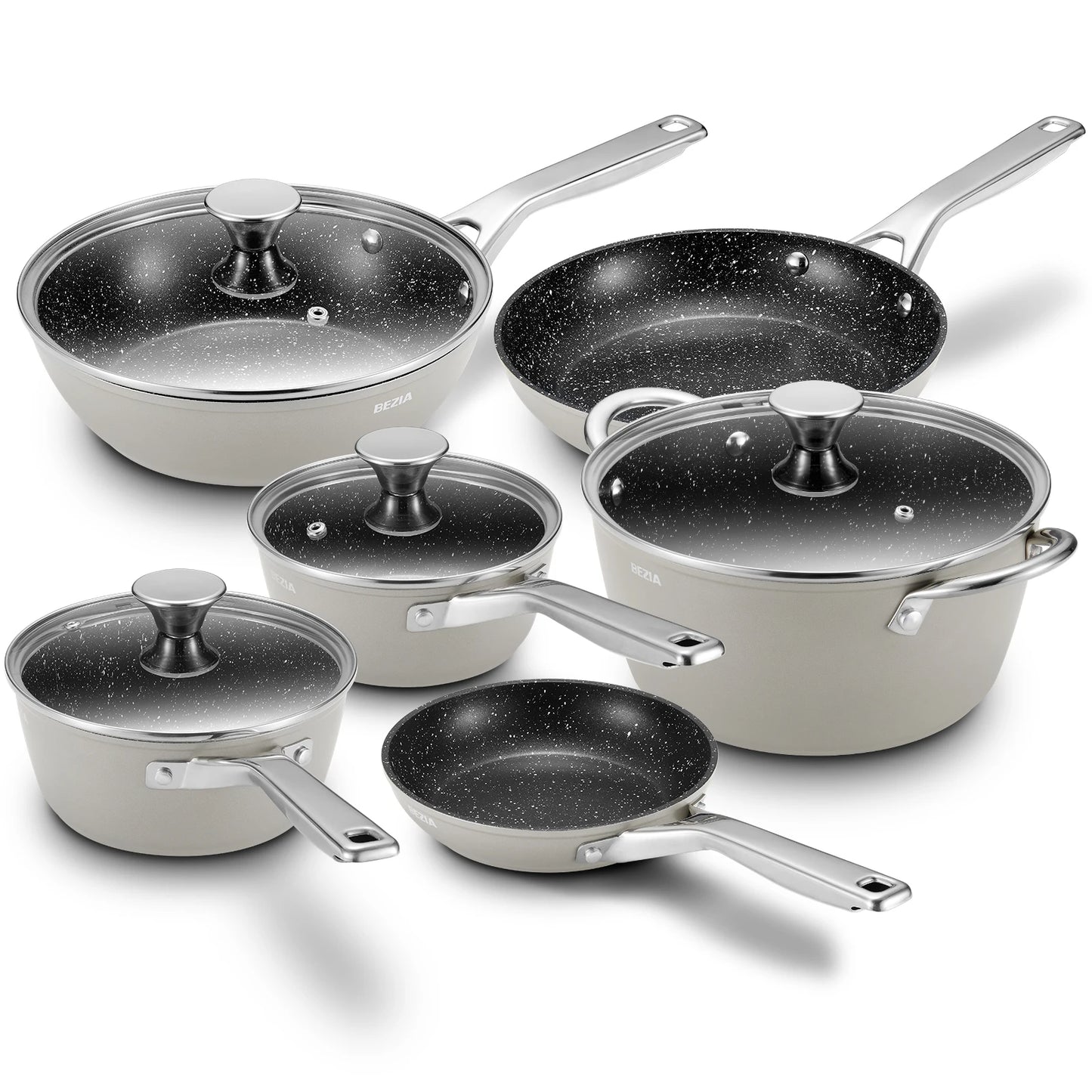 10-Piece Nonstick Induction Cookware Set Pots and Pans