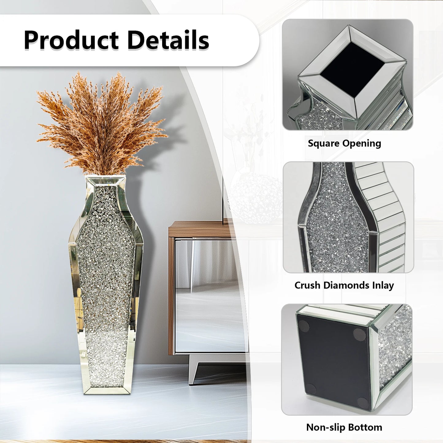 Luxury Crushed Diamond Floor Vase