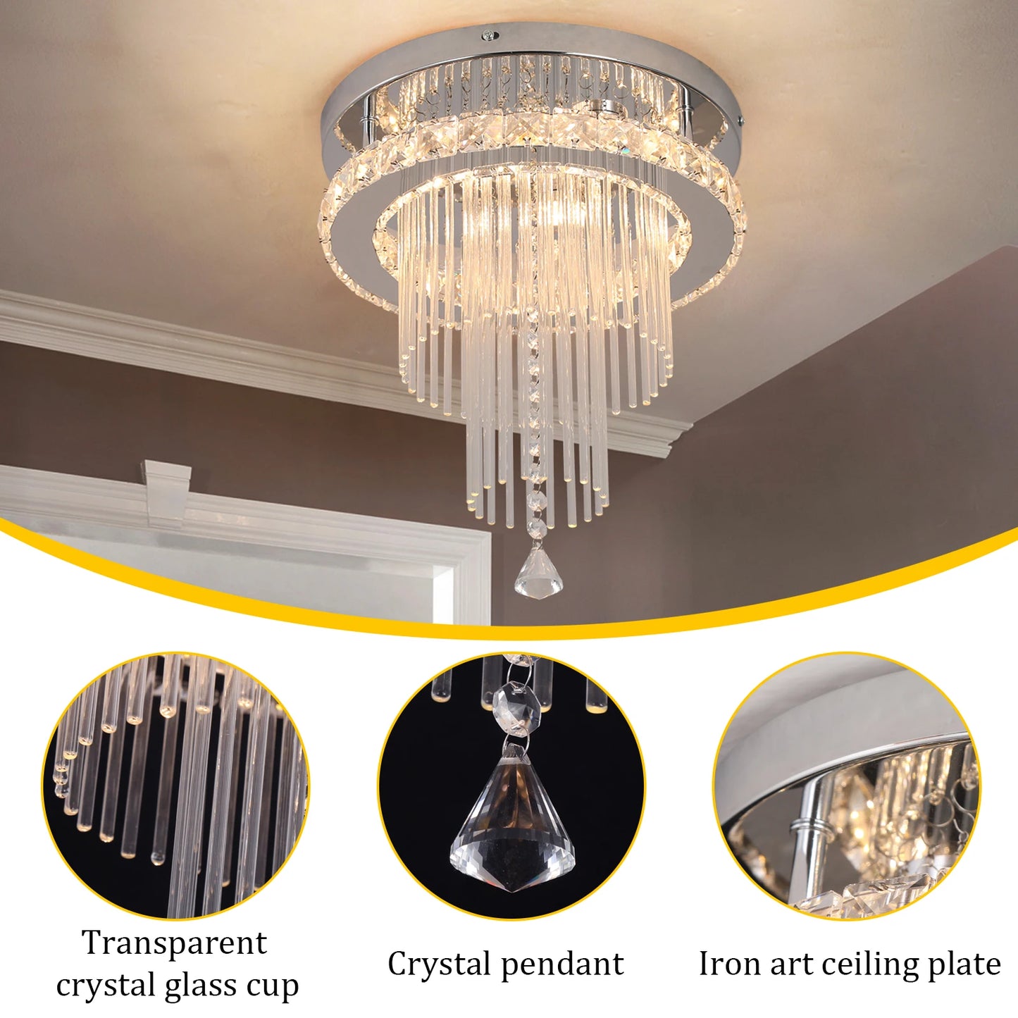 Luxury Crystal Waterfall Pendant Ceiling Chandelier