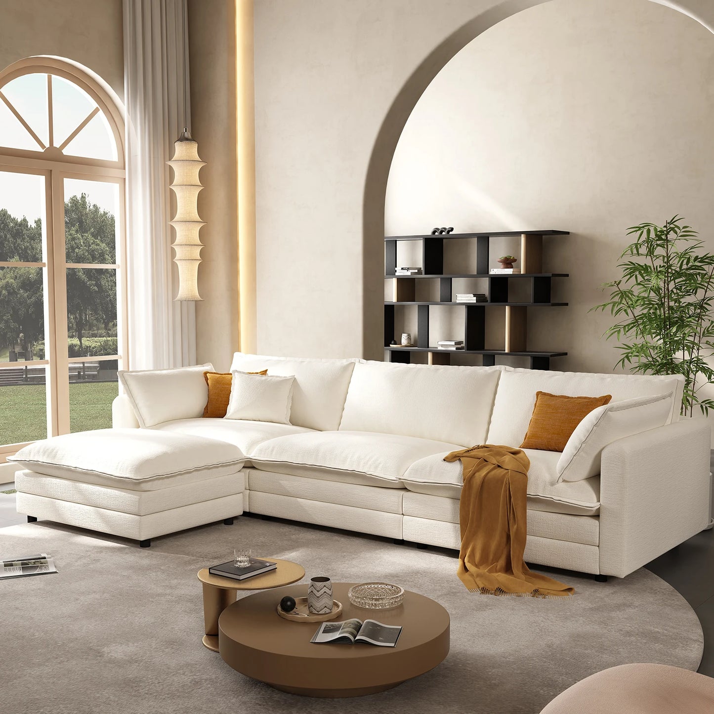Modular Cloud L-Shaped Sectional with Ottoman