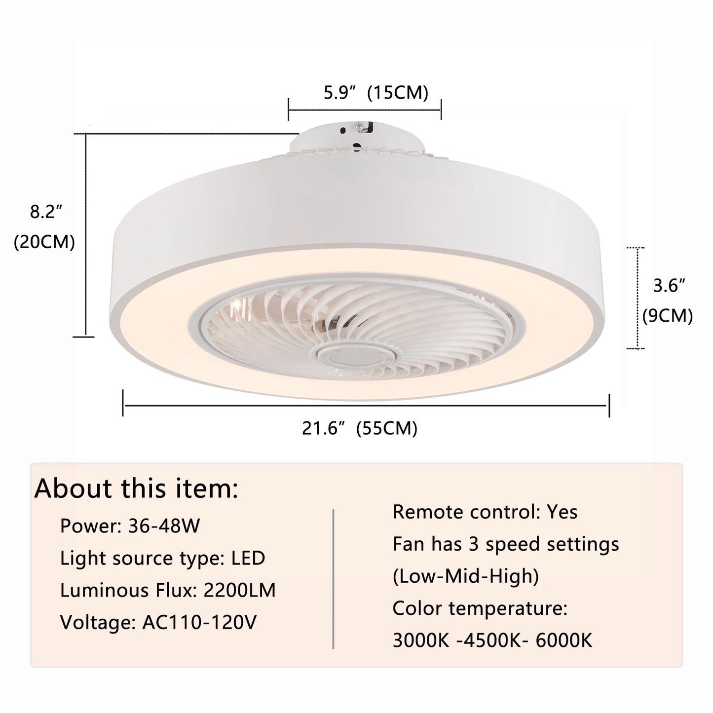 Modern LED Ceiling Fan Light with Remote