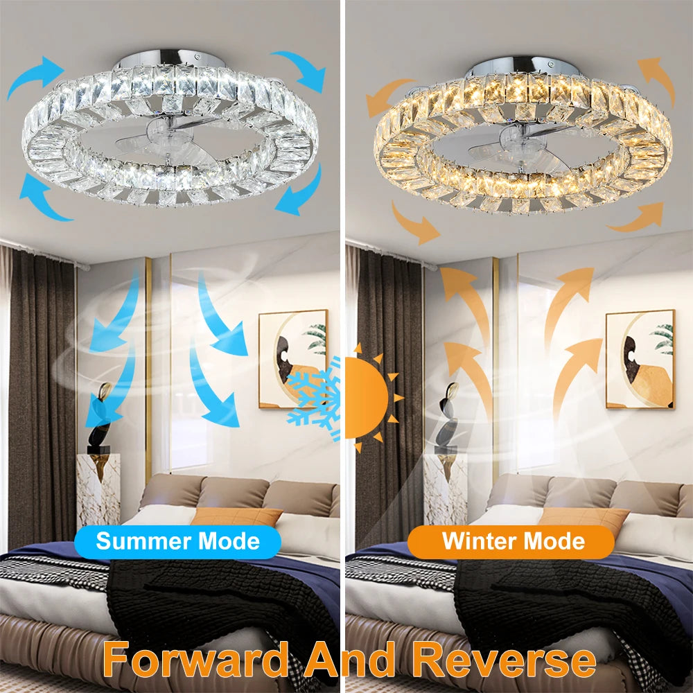 Modern Crystal Ceiling Fan Chandelier with remote