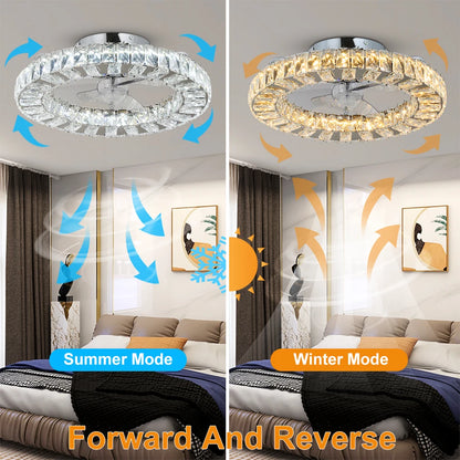 Modern Crystal Ceiling Fan Chandelier with remote