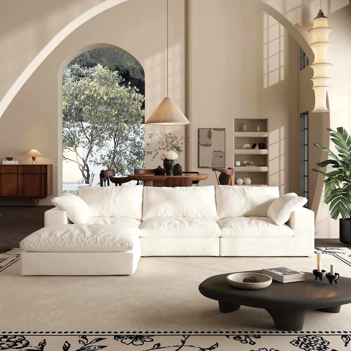 Oversized Modular Cloud Sectional Sofa with Ottoman