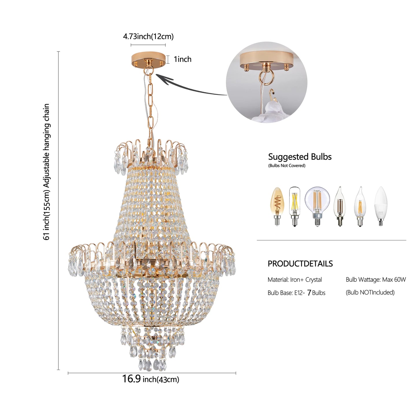Luxury Gold Crystal Staircase Chandelier Ceiling Light