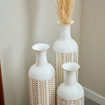 Modern Metal Floor Vase Set (3-piece) - Sculpture Drop Design