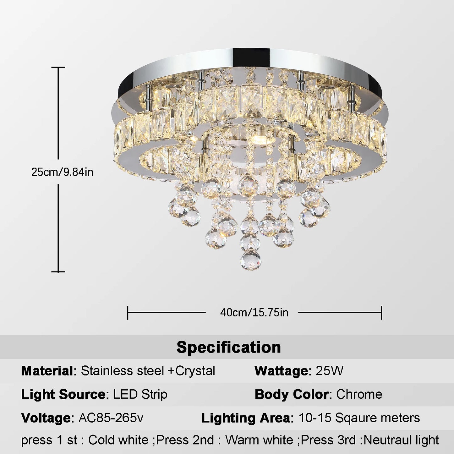 Luxury Crystal Flush Mount Ceiling Chandelier Light