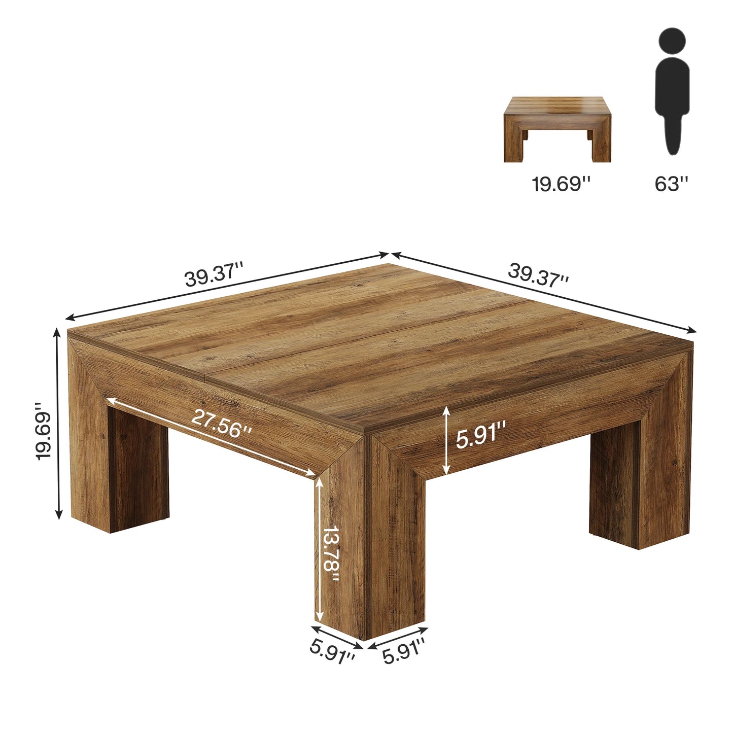 Farmhouse Square Wood Coffee Table
